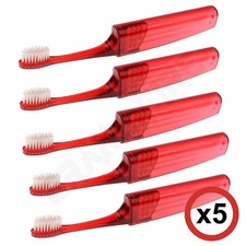 5 x Compact Travel Toothbrush - Folding Fold-Up -Holiday Overnight Wash Bag