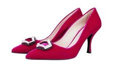 ZAPATOS DE SALÓN DE LUJO PRADA 1I722H ROSA TERCIOPELO NUEVOS 40,5 41 UK 7,5