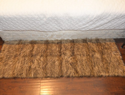 20" x 60" Bedroom Lodge Cabin Accent Rug Decors Rustic Wolf Stripe Suede - Picture 3 of 4