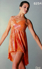 Child Large Empire Lyrical Dance Dress Costume Metallic Orange DUST IN THE WIND