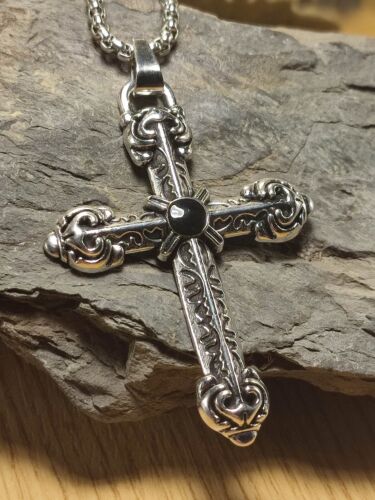 Halskette Christen Jesus Kreuz Kruzifix Religion in Silber Glaube Kreuzritter - Bild 1 von 9