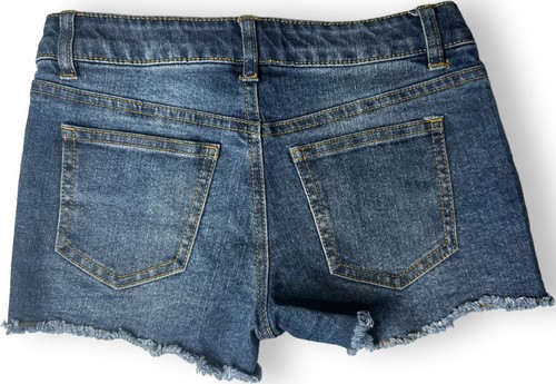 Total Girl Shorts Sz 10 Blue Denim Embroidered Patches Adjustable Waist - Picture 2 of 4