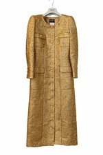 CHANEL Vintage 1996 Gold Brocade Button Front Coat Dress FRANCE Made