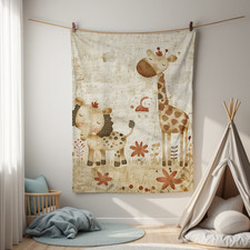 Baby Nursery Throw Giraffe and Lion Sweet Safari Blanket