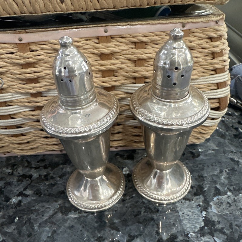 Vintage Sterling Silver Salt Pepper weighted Set 210 Gr