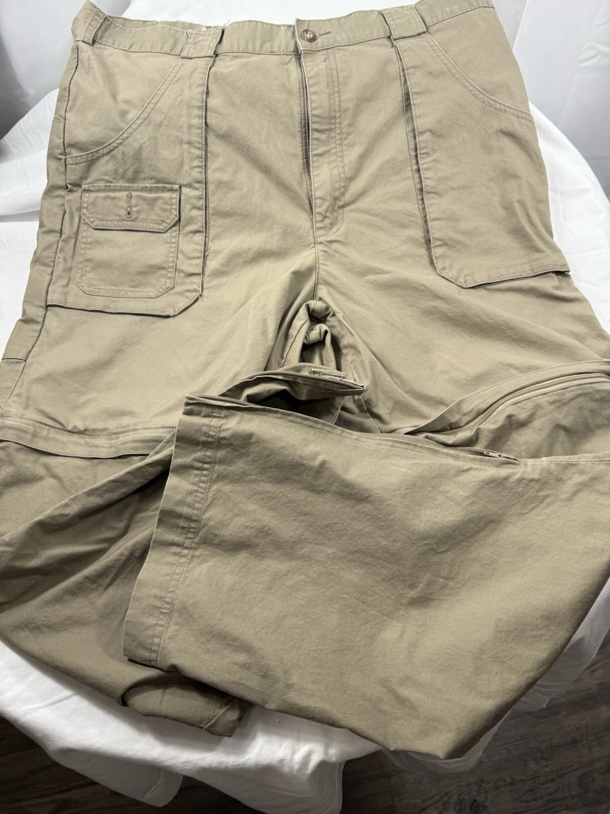 Cabelas Pants Mens 38x30 tan Straight Convertible Cargo cotton Hiking Outdoors