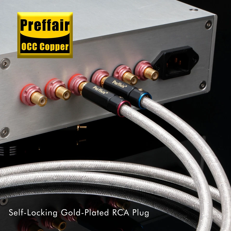 Preffair OCC Silver-Plated HiFi RCA Cable Subwoofer Audio Signature Cord - Image 2 of 4