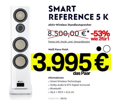 CANTON Reference 5 K - Weiß - Paarpreis - Bluetooth High End Aktiv