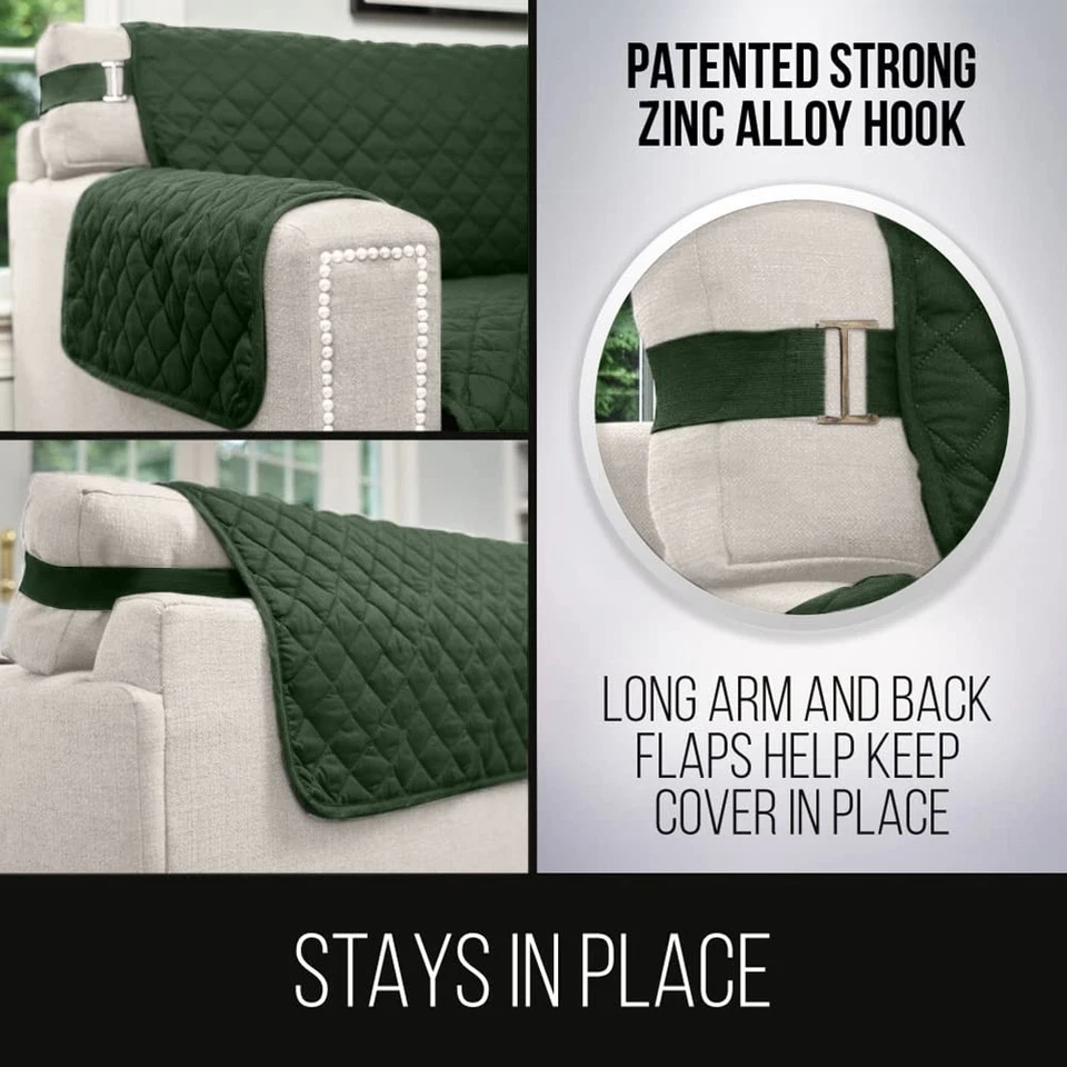 Sofa Shield Reversible Couch Slipcover 70in Pet & Stain Resistant Green - Image 4 of 4