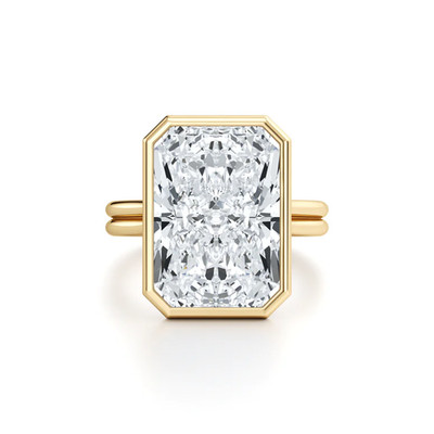 Solitär Diamant Ring Radiant IGI E F VVS 14k Gelbgold 10,1 Ct Lab Grown