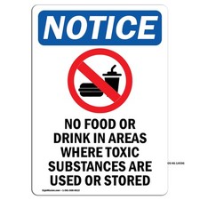 No Food Or Drink In With Symbol OSHA Notice Sign Metal Plastic Decal