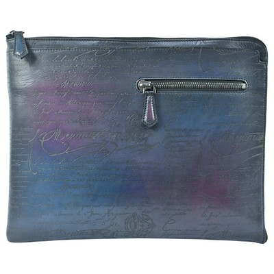 Berluti Beautiful Crazy Patina Au Grand Jour Leather Clutch Bag Scritto