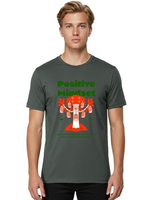 Positive-Mindset Mens Graphic Tee,100% Cotton,Casual Summer Wear
