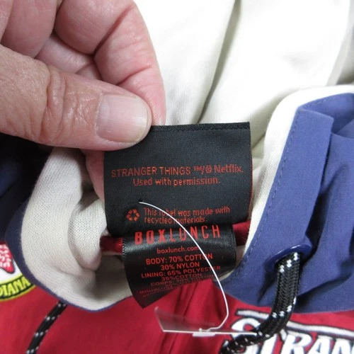 Stranger Things Jacket Mens S Red BoxLunch Windbreaker Hooded Lined Zip NWT image 12