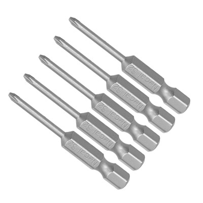 Phillips Cross Screwdriver Bit PH1 50mm L 1/4'' Hex Shank S2 Magnetic Bit 5Pcs