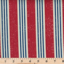American Stripe Red Patriotic 4th of July 100 Cotton Fabric By half yard