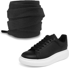 Uamglsob Cotton Shoe Laces for Alexander Mcqueen Sneakers,1/2'' 1.2Cm Flat Thic