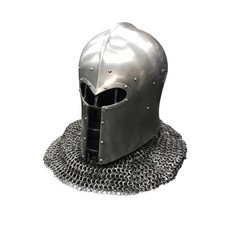 Medieval Handmade 18 Gauge Iron Chainmail Helmet Knight Armor LARP Cosplay