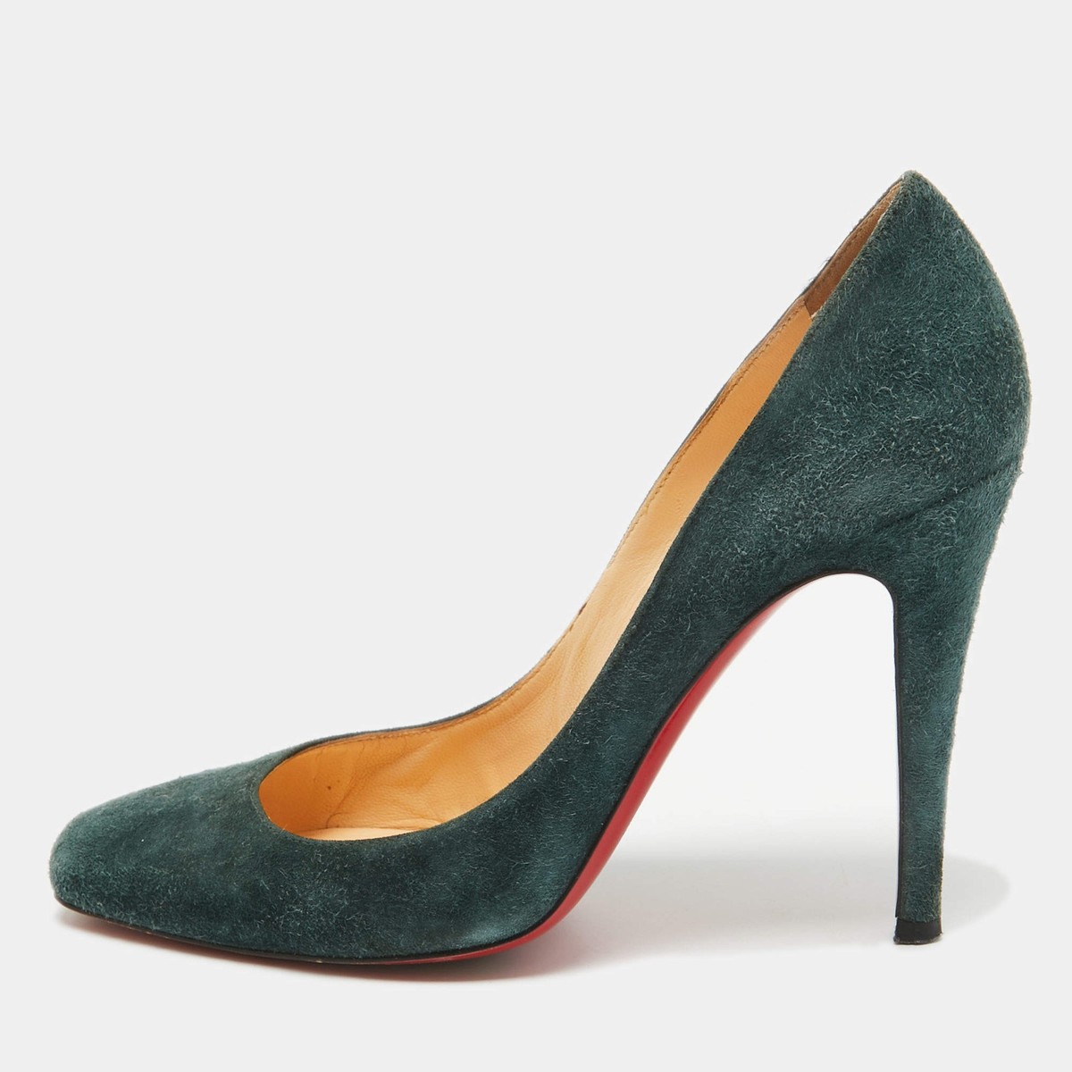 Christian Louboutin Dark Green Suede Particule Pumps Size 38 | eBay