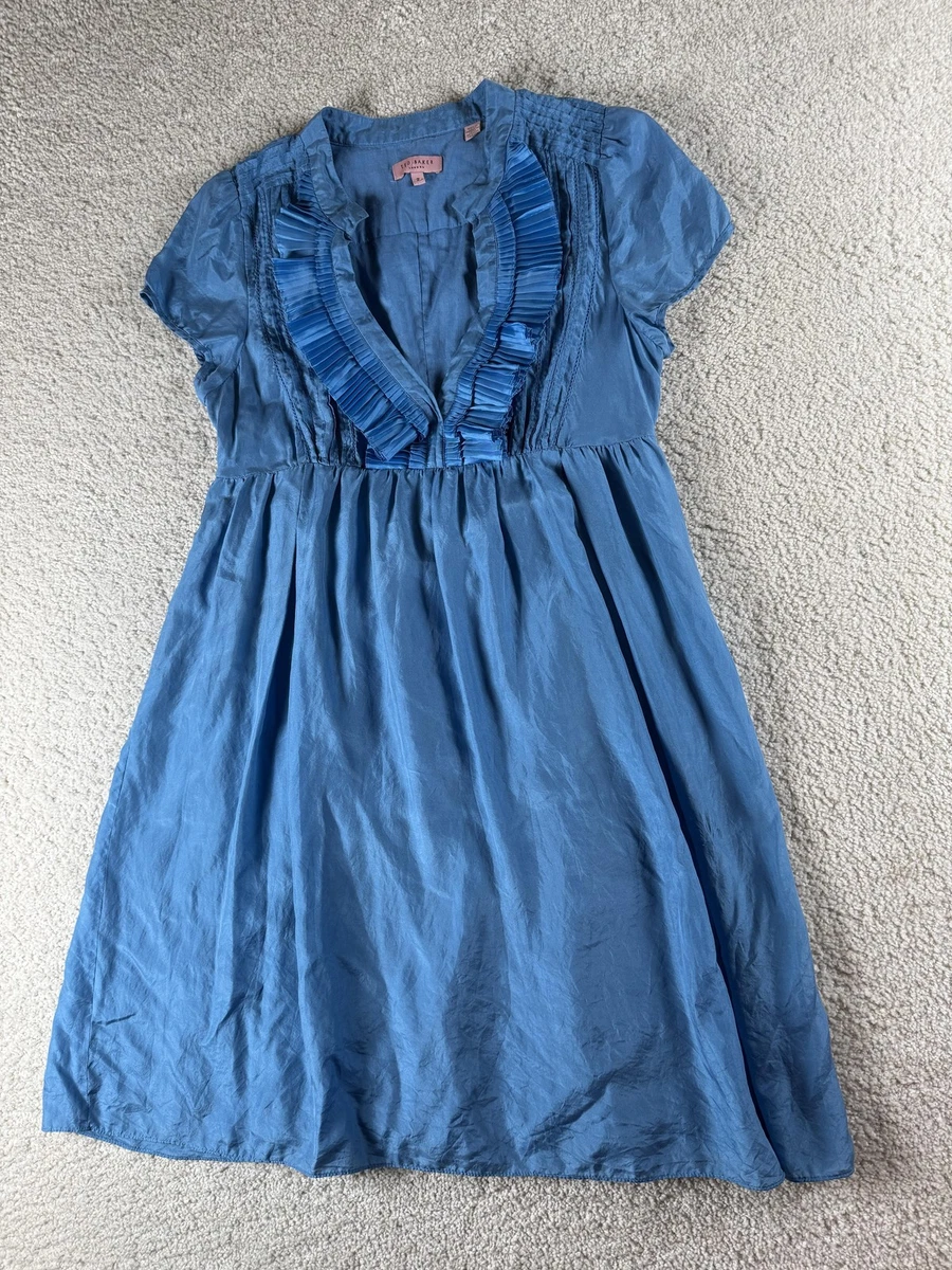 strapless open back dress Ted Baker Blue 100% Silk Sheath Midi Dress main image 1