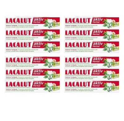 Lacalut Aktiv Herbal Toothpaste Premium Oral Care For Healthy Gums Bulk 12-Pack