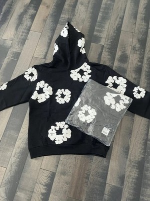 DENIM TEARS Black White Graphic Hoodie Men's Medium Pullover Hooded