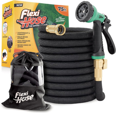 plus Expandable Garden Hose with 8 Function Nozzle, 75FT - Lightweight Retractab