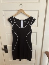Express Women’s Black Mini Dress White Piping Cap Sleeve Stretch Size 4 $79.90