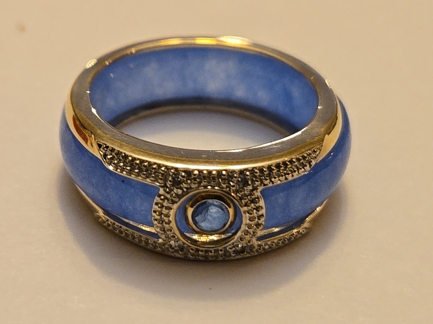 7 Interchangeable Multicolor Jade Bands with 14kt… - image 2