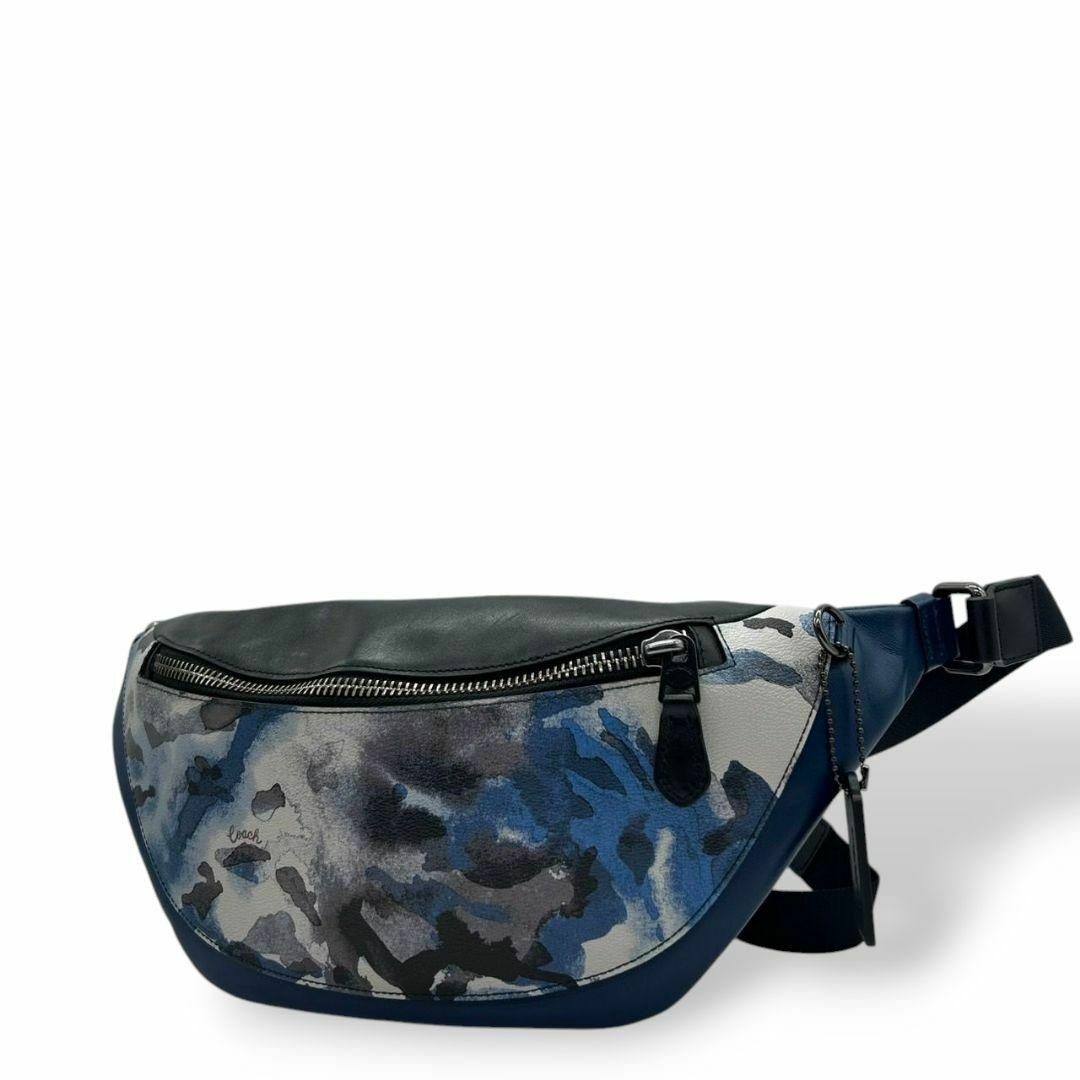 Excellent condition Coach Warren camo leather shoulder bag in blue style s1