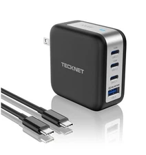 TECKNET 100W USB C Wall Charger, GaN Ⅲ Portable USB-C Fast Charger Block