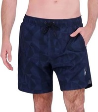 Spyder Swim Men's S Dark Blue Geometric Swim Shorts 7.5" Inseam Quick Dry N0499