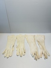 Vintage Opera Gloves Lot Long White Crochet  Leather Style Costume Retro