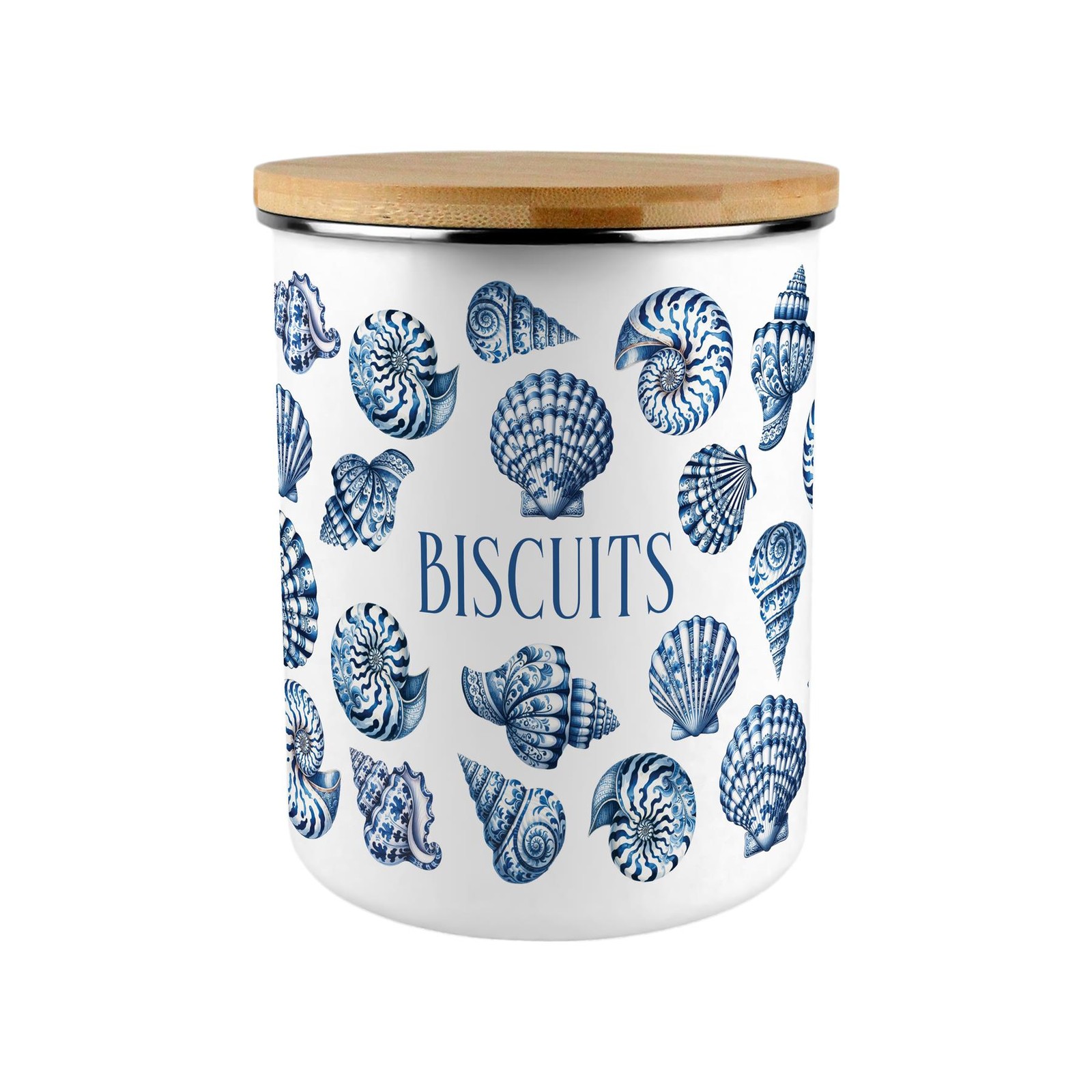 Purely Home Blue Seashells Extra Large Biscuit Tin - Blue - Image 2