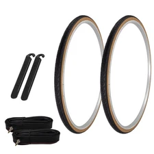 PRO+ TIRES 700 x 28 Black/Gum G-5013 W/TUBES & TIRE LEVERS 33mm Presta Valve