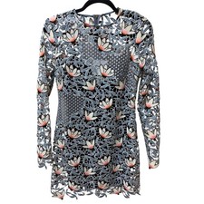 SELF-PORTRAIT Maxine Floral Guipure Lace Mini Dress Blue Lavender NWT Sz 6 $475