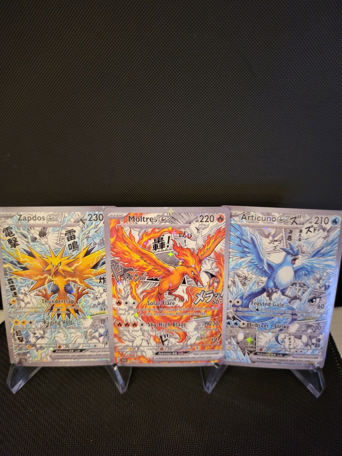Zapdos Moltres Articuno Pokemon Card FULL ART Display Art Card