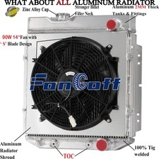 4 Row Aluminum Radiator Shroud Fan FOR 1964,65 1966 Ford Mustang Falcon Comet V8