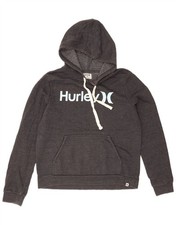 Hurley Womens Graphic Hoodie Jumper UK 14 Medium Grey Cotton DI11