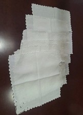Lot Of 6 Vintage White Hankerchiefs Napkins Embroidered Scalloped Edges READ