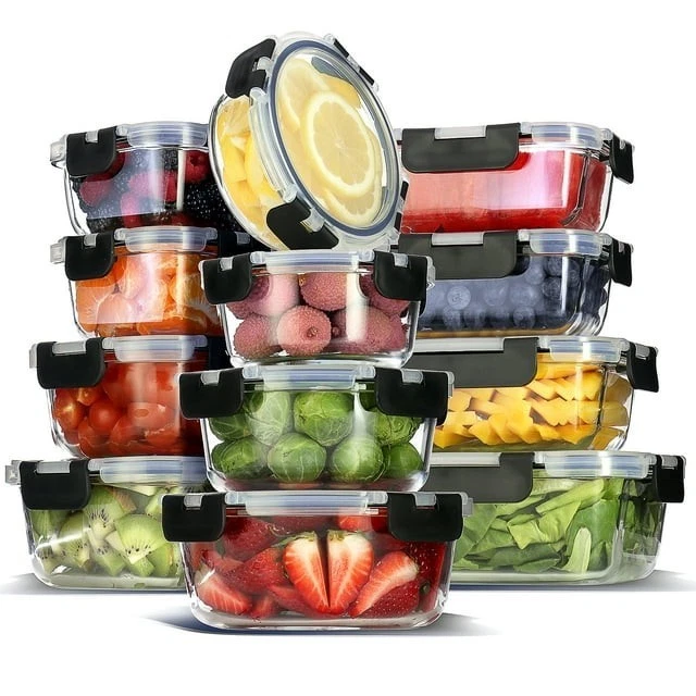 24pc Glass Food Storage Containers with Lids Airtight Glass Meal Prep Containers