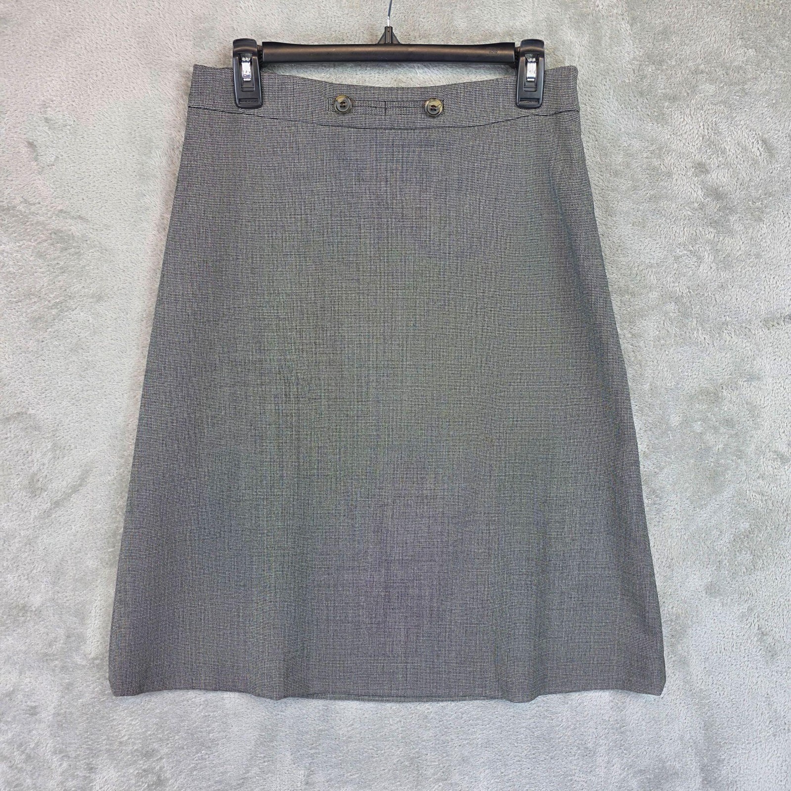 Piazza Sempione Skirt Womens 44 Gray Check Wool Tweed A Line Knee Length Work