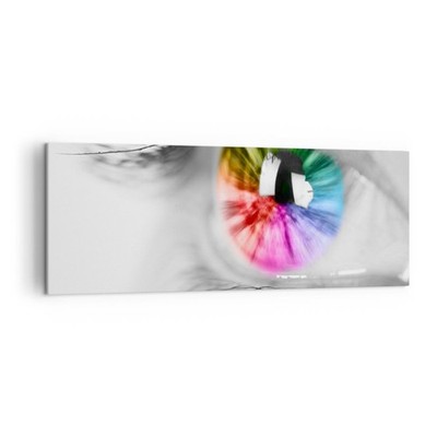 Wandbilder 140x50cm Leinwandbild Auge Regenbogen Wimper Grafik XXL Bilder