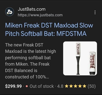 Miken Freak Gold 12 Maxload Usssa, NSA, Isa 28 Batte de