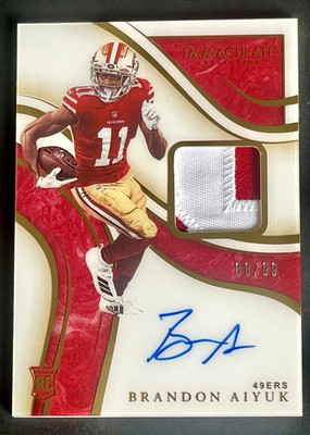 2020 Immaculate Collection Brandon Aiyuk /99 Rookie Patch On Card AUTO RC #ISP23