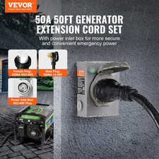 VEVOR 50 Amp Generator Cord and Power Inlet Box Kit - Reliable Outdoor Power Sol