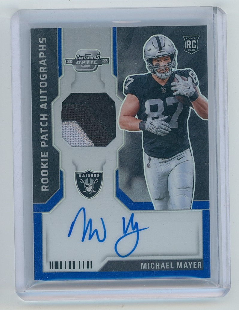 2023 Panini Contenders Optic Michael Mayer Blue Prizm Rookie Patch Auto 30/50