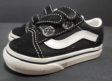 Vans Off The Wall Black & White Old Skopl Sz 5 Toddler Skate Shoes No Tie