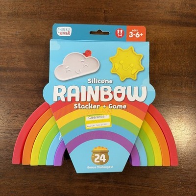 Chuckle & Roar Silicone Rainbow Stacker + Game Ages 3-6+