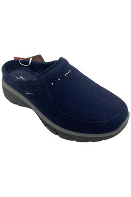 Skechers Women's Easy Going Studded Suede Mules Navy
